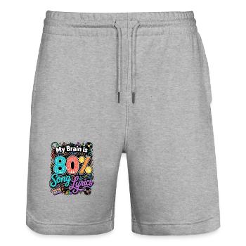  My Brain Is 80% Song Lyrics Musikliebhaber - Stanley/Stella Unisex Bio Joggingshorts Trainer  - Grau meliert - Vorne - Nik (191cm) & Marisol (170cm)