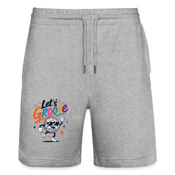 Let's Groove Disco Kugel Retro Party - Stanley/Stella Unisex Bio Joggingshorts Trainer  - Grau meliert - Vorne - Nik (191cm) & Marisol (170cm)