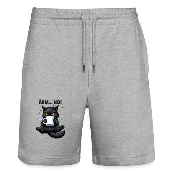 Morgenmuffel Katze mit Kaffee Ähm No - Stanley/Stella Unisex Bio Joggingshorts Trainer  - Grau meliert - Vorne - Nik (191cm) & Marisol (170cm)