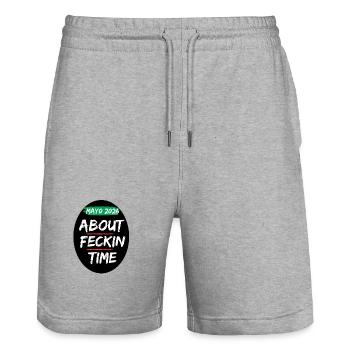 Mayo 2026 About Time - Stanley/Stella Trainer Unisex Organic Jogging Shorts - heather grey - Front - Nik (191cm) & Marisol (170cm)
