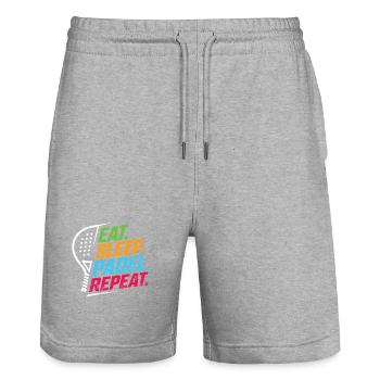 Eat Sleep Padel Repeat Funny Padel Player Sports  - Stanley/Stella Unisex Bio Joggingshorts Trainer  - Grau meliert - Vorne - Nik (191cm) & Marisol (170cm)