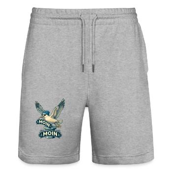 Coole Möwe Moin Moin Norddeutschland - Stanley/Stella Unisex Bio Joggingshorts Trainer  - Grau meliert - Vorne - Nik (191cm) & Marisol (170cm)