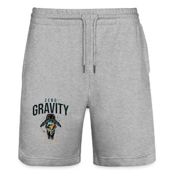 Zero Gravity Astronaut Erde Weltraum - Stanley/Stella Unisex Bio Joggingshorts Trainer  - Grau meliert - Vorne - Nik (191cm) & Marisol (170cm)