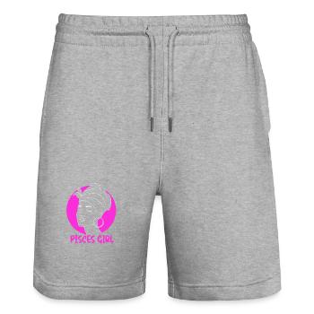 Signe du zodiaque Poissons - Short de jogging bio TRAINER Stanley/Stella unisexe - gris chiné - Devant - Nik (191cm) & Marisol (170cm)