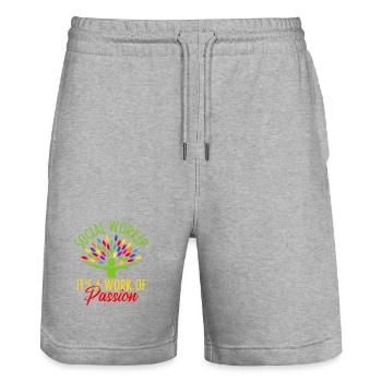 Social Worker Quote It´s A Worker Of Passion - Stanley/Stella Unisex Bio Joggingshorts Trainer  - Grau meliert - Vorne - Nik (191cm) & Marisol (170cm)