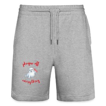 Alles abschließen – Fingerzeichen - Stanley/Stella Unisex Bio Joggingshorts Trainer  - Grau meliert - Vorne - Nik (191cm) & Marisol (170cm)