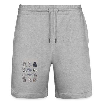  Graue Tiere Der Welt Wildtierdiagramm Wolf Eule - Stanley/Stella Unisex Bio Joggingshorts Trainer  - Grau meliert - Vorne - Nik (191cm) & Marisol (170cm)