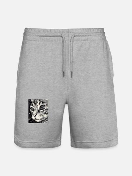 Hypnotischer Katzenblick im All - Stanley/Stella Unisex Bio Joggingshorts Trainer - Grau meliert