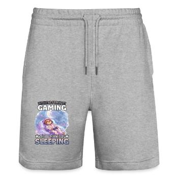 Weekend Gaming Sleep Mode Sloth - Stanley/Stella Trainer Unisex Organic Jogging Shorts - heather grey - Front - Nik (191cm) & Marisol (170cm)