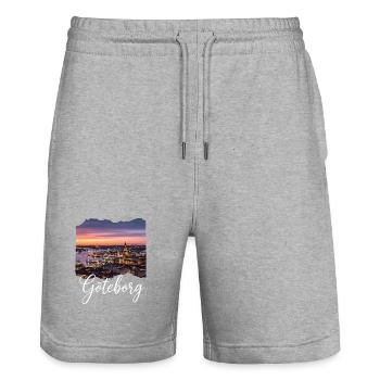 Göteborg Skyline Sonnenuntergang - Stanley/Stella Unisex Bio Joggingshorts Trainer  - Grau meliert - Vorne - Nik (191cm) & Marisol (170cm)
