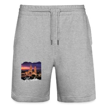 Morelia Nachtlicht Skyline - Stanley/Stella Unisex Bio Joggingshorts Trainer  - Grau meliert - Vorne - Nik (191cm) & Marisol (170cm)
