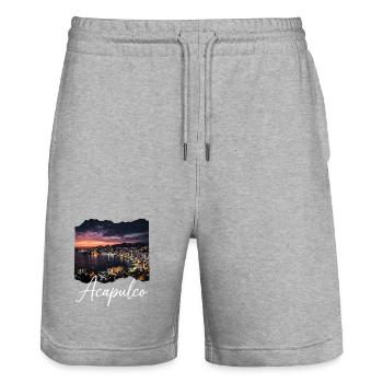 Acapulco Nachtpanorama Küstenstadt - Stanley/Stella Unisex Bio Joggingshorts Trainer  - Grau meliert - Vorne - Nik (191cm) & Marisol (170cm)