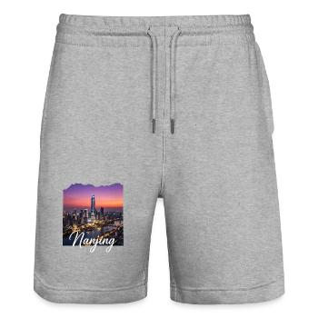 Coucher de soleil de la ligne de Nankin - Short de jogging bio TRAINER Stanley/Stella unisexe - gris chiné - Devant - Nik (191cm) & Marisol (170cm)