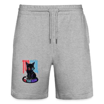 Cool cat - Stanley/Stella Trainer Unisex Organic Jogging Shorts - heather grey - Front - Nik (191cm) & Marisol (170cm)
