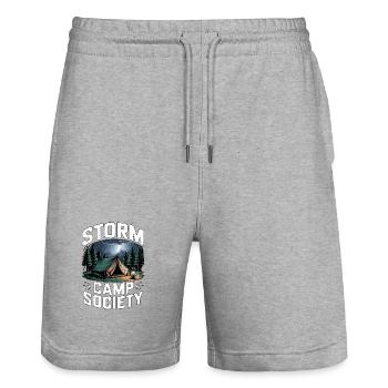 Storm Camp Society Camping - Stanley/Stella Unisex Bio Joggingshorts Trainer  - Grau meliert - Vorne - Nik (191cm) & Marisol (170cm)