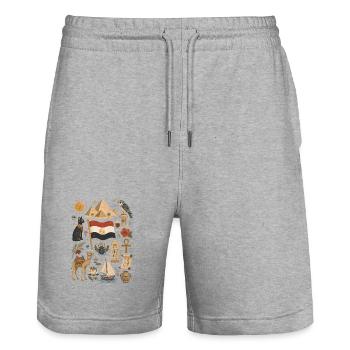 Ägypten | Pyramiden, Nil & Antike - Stanley/Stella Unisex Bio Joggingshorts Trainer  - Grau meliert - Vorne - Nik (191cm) & Marisol (170cm)
