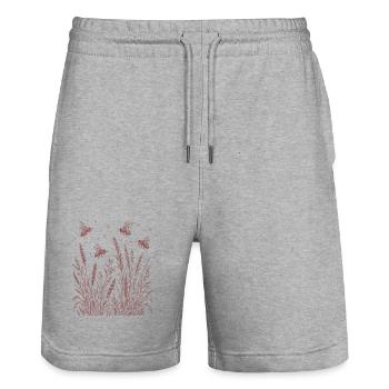 Wildflowers Bees - Stanley/Stella Trainer Unisex Organic Jogging Shorts - heather grey - Front - Nik (191cm) & Marisol (170cm)