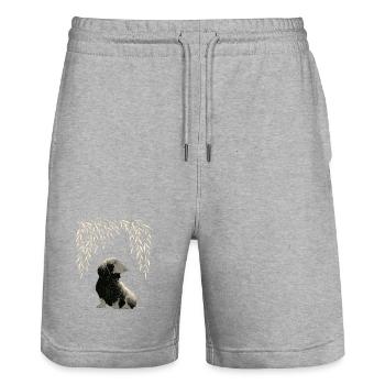 Dachshund Dog Weiner Dog Viennese Dog - Stanley/Stella Trainer Unisex Organic Jogging Shorts - heather grey - Front - Nik (191cm) & Marisol (170cm)