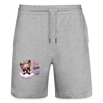 Reine de sieste Française Dormeuse professionnelle - Short de jogging bio TRAINER Stanley/Stella unisexe - gris chiné - Devant - Nik (191cm) & Marisol (170cm)
