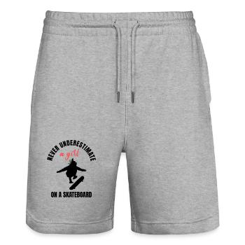 Skater Girl Power - Stanley/Stella Trainer Unisex Organic Jogging Shorts - heather grey - Front - Nik (191cm) & Marisol (170cm)