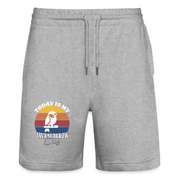 Reisamadine Java Sparrow - Stanley/Stella Trainer Unisex Organic Jogging Shorts - heather grey - Front - Nik (191cm) & Marisol (170cm)