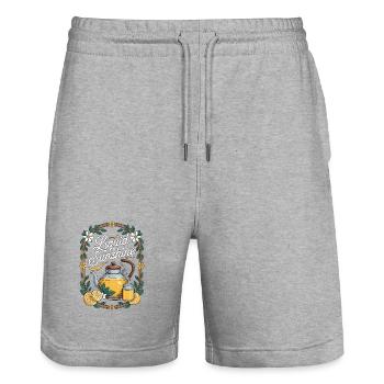 Liquid Sunshine Kombucha Brows - Stanley/Stella Trainer Unisex Organic Jogging Shorts - heather grey - Front - Nik (191cm) & Marisol (170cm)