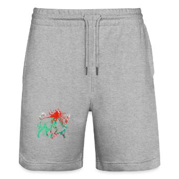 Bison Splash Art - Stanley/Stella Trainer Unisex Organic Jogging Shorts - heather grey - Front - Nik (191cm) & Marisol (170cm)