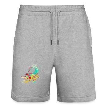 Splash Art Wild Crocodile - Stanley/Stella Trainer Unisex Organic Jogging Shorts - heather grey - Front - Nik (191cm) & Marisol (170cm)