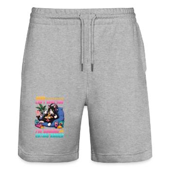 Jeu vidéo Gamer Gaming Cat Ramen - Short de jogging bio TRAINER Stanley/Stella unisexe - gris chiné - Devant - Nik (191cm) & Marisol (170cm)