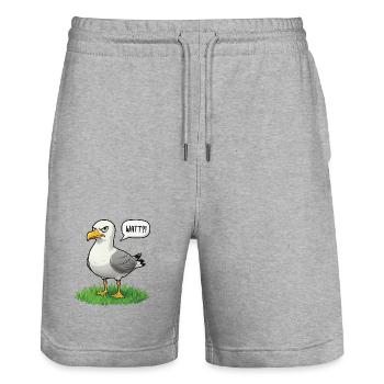 Watt Seagull Seabird Coast Beach Humor Saying - Stanley/Stella Trainer Unisex Organic Jogging Shorts - heather grey - Front - Nik (191cm) & Marisol (170cm)