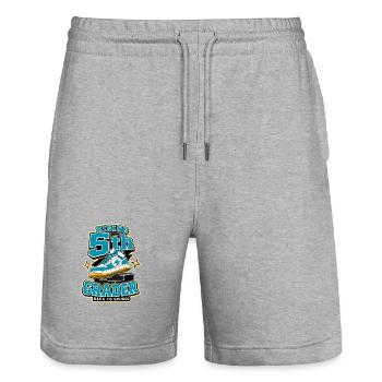 Rising 5th Grader First Day Photo, Older Elementar - Stanley/Stella Trainer Unisex Organic Jogging Shorts - heather grey - Front - Nik (191cm) & Marisol (170cm)