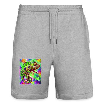 Chamäleon - Stanley/Stella Unisex Bio Joggingshorts Trainer  - Grau meliert - Vorne - Nik (191cm) & Marisol (170cm)