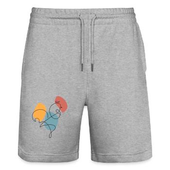 Lineart rooster with colour background - Stanley/Stella Trainer Unisex Organic Jogging Shorts - heather grey - Front - Nik (191cm) & Marisol (170cm)