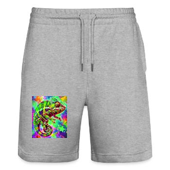 caméléon - Short de jogging bio TRAINER Stanley/Stella unisexe - gris chiné - Devant - Nik (191cm) & Marisol (170cm)