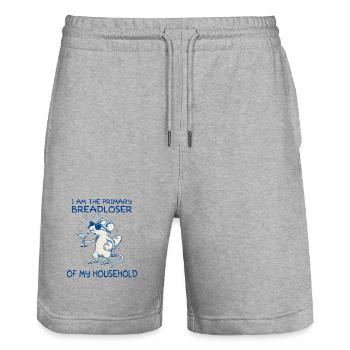 Main breadwinner of my household - Stanley/Stella Trainer Unisex Organic Jogging Shorts - heather grey - Front - Nik (191cm) & Marisol (170cm)