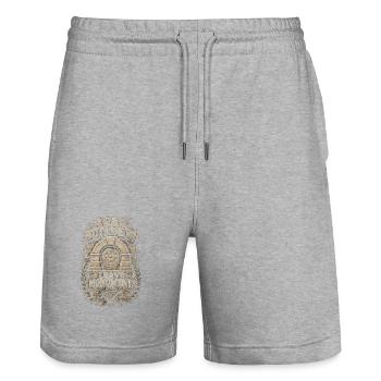 Stonemasonry Stonemasonry - Stanley/Stella Trainer Unisex Organic Jogging Shorts - heather grey - Front - Nik (191cm) & Marisol (170cm)