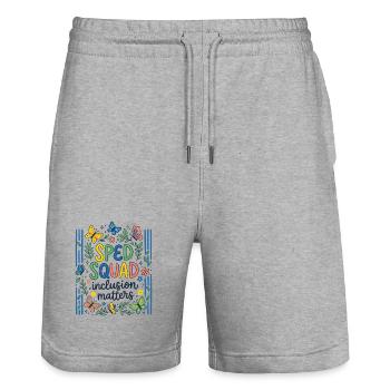 Sonderpädagogiklehrer für Sonderpädagogik im Sonderunterricht der Sondergruppe - Stanley/Stella Unisex Bio Joggingshorts Trainer  - Grau meliert - Vorne - Nik (191cm) & Marisol (170cm)
