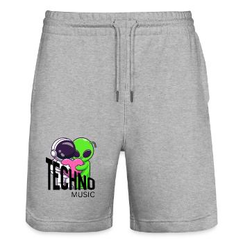 Cosmic Friends Heart Hug - Stanley/Stella Trainer Unisex Organic Jogging Shorts - heather grey - Front - Nik (191cm) & Marisol (170cm)