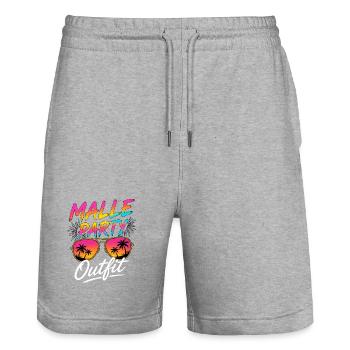 Malle Party Outfit Mallorca Summer Holiday - Stanley/Stella Trainer Unisex Organic Jogging Shorts - heather grey - Front - Nik (191cm) & Marisol (170cm)