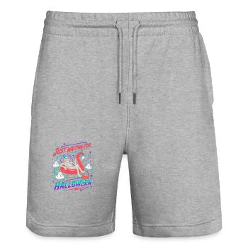 Just Waiting For Halloween Skeleton Flamingo - Stanley/Stella Trainer Unisex Organic Jogging Shorts - heather grey - Front - Nik (191cm) & Marisol (170cm)