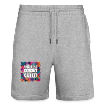 My crochet outfit: Colorful yarn world - Stanley/Stella Trainer Unisex Organic Jogging Shorts - heather grey - Front - Nik (191cm) & Marisol (170cm)