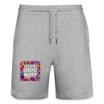 This Is My Crochet Outfit - Stanley/Stella Trainer Unisex Organic Jogging Shorts - heather grey - Front - Nik (191cm) & Marisol (170cm)