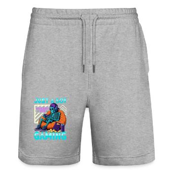 Skeleton Gamer Gaming Halloween - Stanley/Stella Trainer Unisex Organic Jogging Shorts - heather grey - Front - Nik (191cm) & Marisol (170cm)