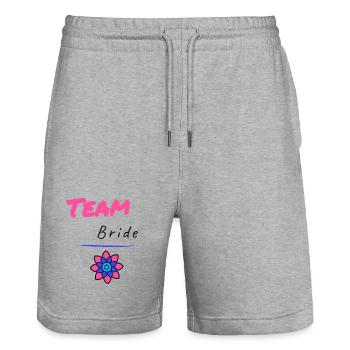 Bachelorette party. BRIDE. TEAM. TEAM MARIEE. BRIDE-TO-BE - Stanley/Stella Trainer Unisex Organic Jogging Shorts - heather grey - Front - Nik (191cm) & Marisol (170cm)