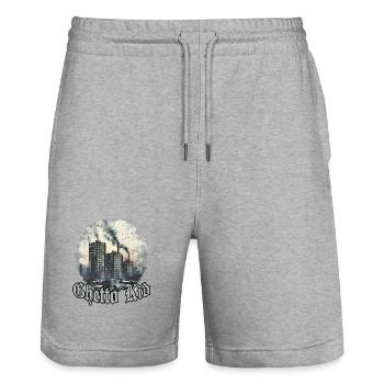 Ghetto Kid Cityscape - Stanley/Stella Trainer Unisex Organic Jogging Shorts - heather grey - Front - Nik (191cm) & Marisol (170cm)