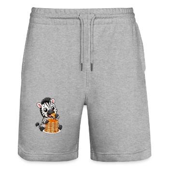 Zebra with Pancakes Funny Cartoon - Stanley/Stella Trainer Unisex Organic Jogging Shorts - heather grey - Front - Nik (191cm) & Marisol (170cm)