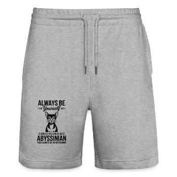 Abyssinian Cat Sayings Abyssinian Cat Gift - Stanley/Stella Trainer Unisex Organic Jogging Shorts - heather grey - Front - Nik (191cm) & Marisol (170cm)