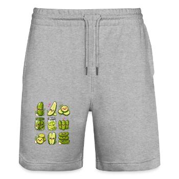 Concombres de Kawaii | Cornichons et mise en conserve - Short de jogging bio TRAINER Stanley/Stella unisexe - gris chiné - Devant - Nik (191cm) & Marisol (170cm)