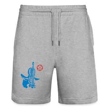 kendo_07 - Stanley/Stella Trainer Unisex Organic Jogging Shorts - heather grey - Front - Nik (191cm) & Marisol (170cm)