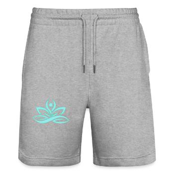Yoga Shirt / Lotusblüte mint türkis blau - Stanley/Stella Unisex Bio Joggingshorts Trainer  - Grau meliert - Vorne - Nik (191cm) & Marisol (170cm)